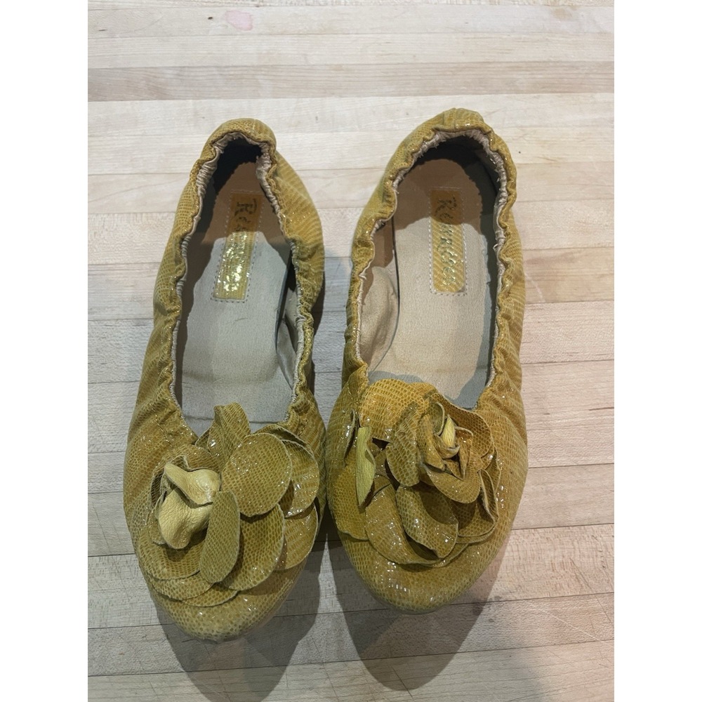 Restricted Yellow Leather Flower Sparkle Ballet Flats Women's Sz 7 Granola Fairy